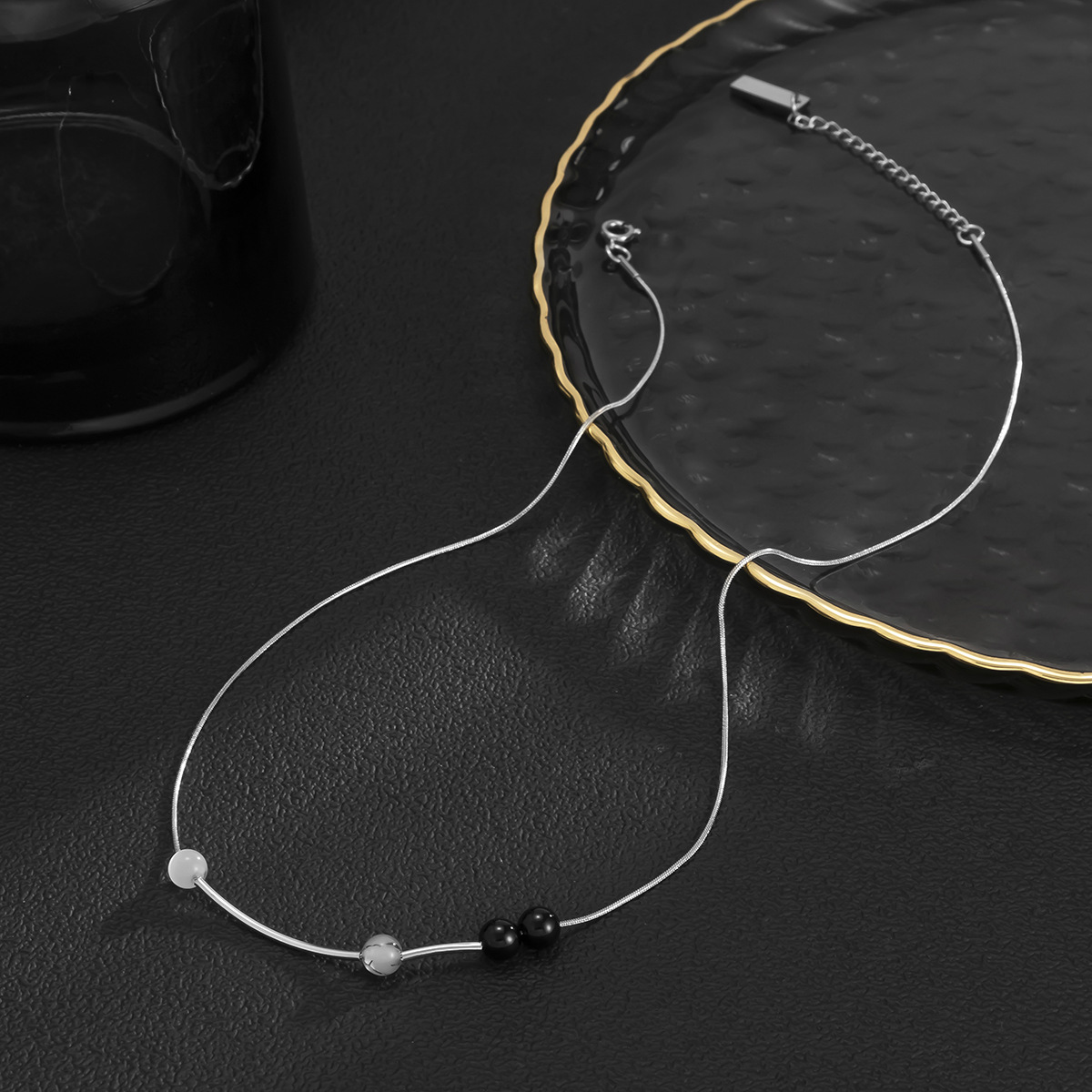 Titanium Steel Non-fading Snake Bone Chain Necklace Niche Simple Opal Stitching Neck Chain display picture 2