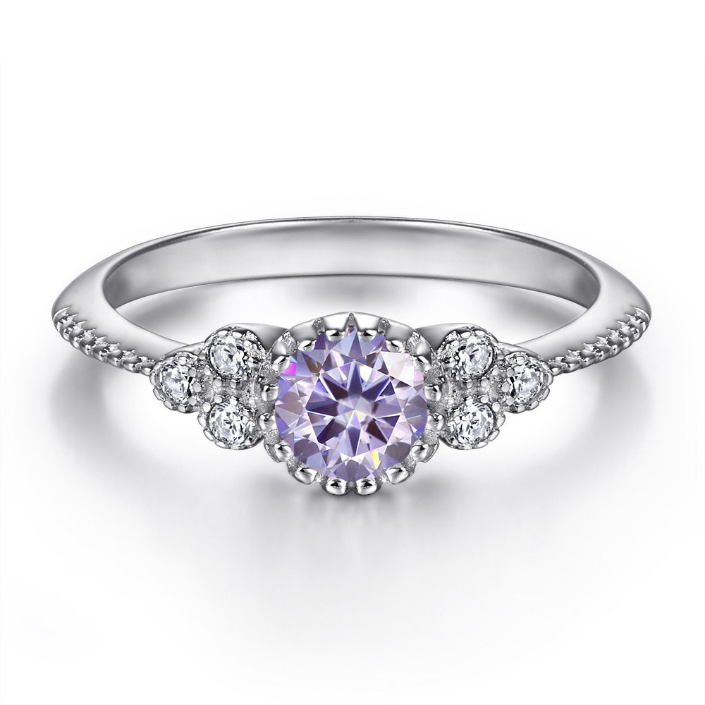 Anillo de plata esterlina s925 in color moissanita índice anillo de mujer amazon 0.5 quilates anillo de diamantes fabricantes al por mayor