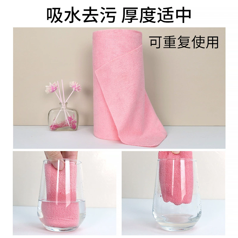 Hand‑tear microfiber cleaning roll (polyester+nylon), reusable wipe, 25×25–30×30 cm, multi colors