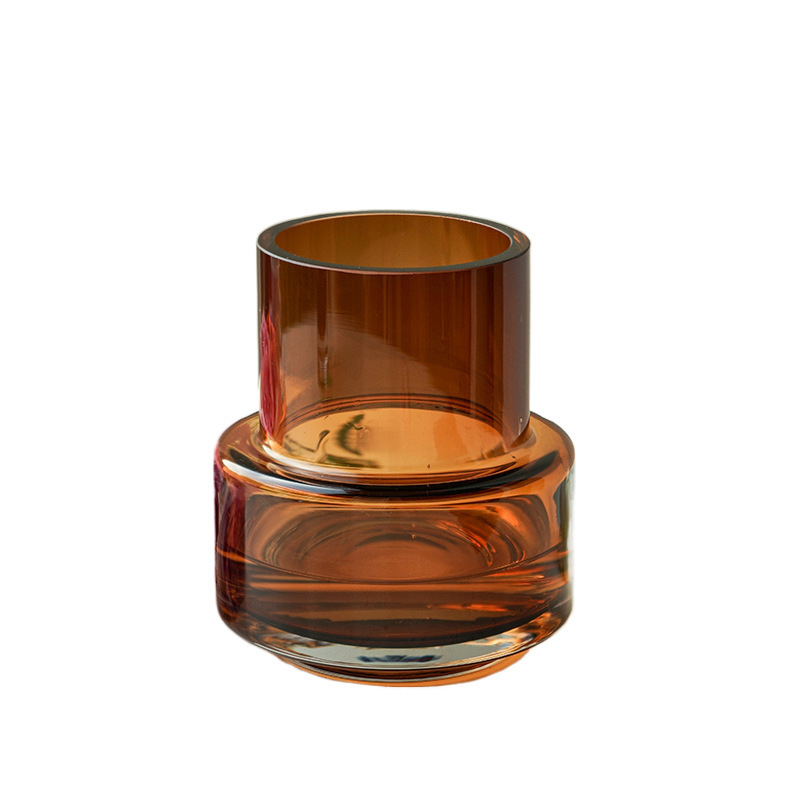 Vaso de viento de lujo ligero diseño floral de vidrio decorativo de mesa de la sala de estar