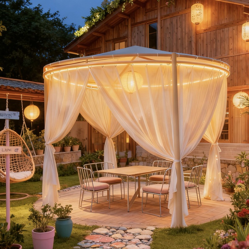 Outdoor Circular Sunshade Canopy Garden Courtyard Sun Protection Landscaping Gazebo Villa Swan Tent Yard Campsite Homestay Tent