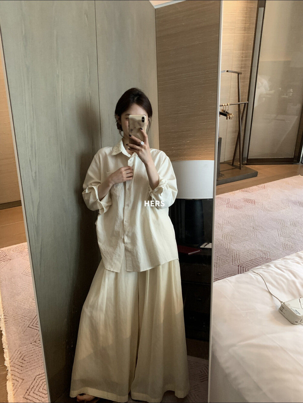 Quần culottes nữ ống rộng cạp cao thun lưng dáng suông phong cách Nhật — Thẻ hồng, màu trắng chi tiết 27