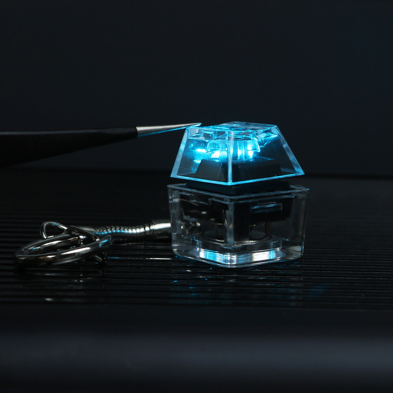 Jkdk Switch Tester Cherry g Switch Blue with Light Keychain Pendant Stress-Relief Mechanical Keyboard Switch