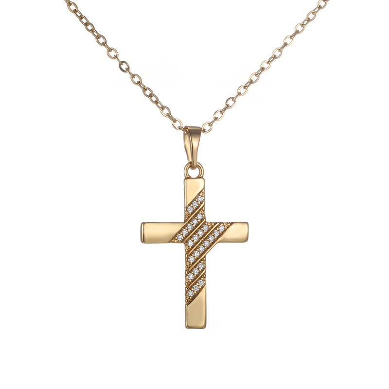 Xuping bronce dorado collar colgante de piedra cruzada nicho europeo y americano hip-hop personalidad para hombres y mujeres joyas colgante