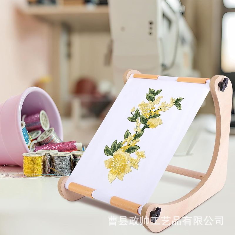 木製刺繍スタンド、調節可能な刺繍フープスタンド、クロスステッチスクロールフレーム、ニードルポイントスタンド、刺繍作品ディスプレイスタンド|undefined