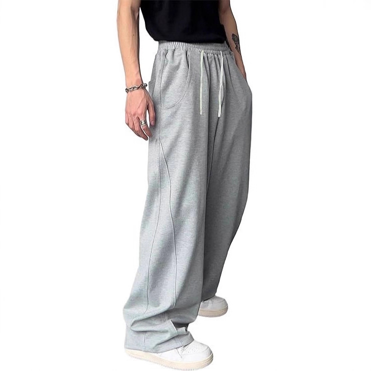 Amazon's Popular Men's Drawstring Elastic Waist Wide-Leg Sweatpants Retro Style Loose Wide-Leg Trousers with Pocket Design Amazon's Popular Men's Drawstring Elastic Waist Wide-Leg Sweatpants Retro Style Loose Wide-Leg Trousers with Pocket Design