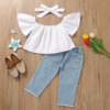 Summer set, jacket, denim jeans, headband, suitable for import, 3 piece set