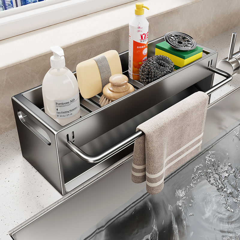 Multifunctional Sponge Rack Drain Rack Kitchen Storage Rack Sink Rag Countertop Dishwashing Liquid Dishcloth Storage Rack