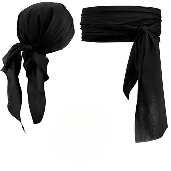 Amazon Halloween Pirate Costume Medieval Renaissance Linen Pirate Bandana and Belt Costume Accessories