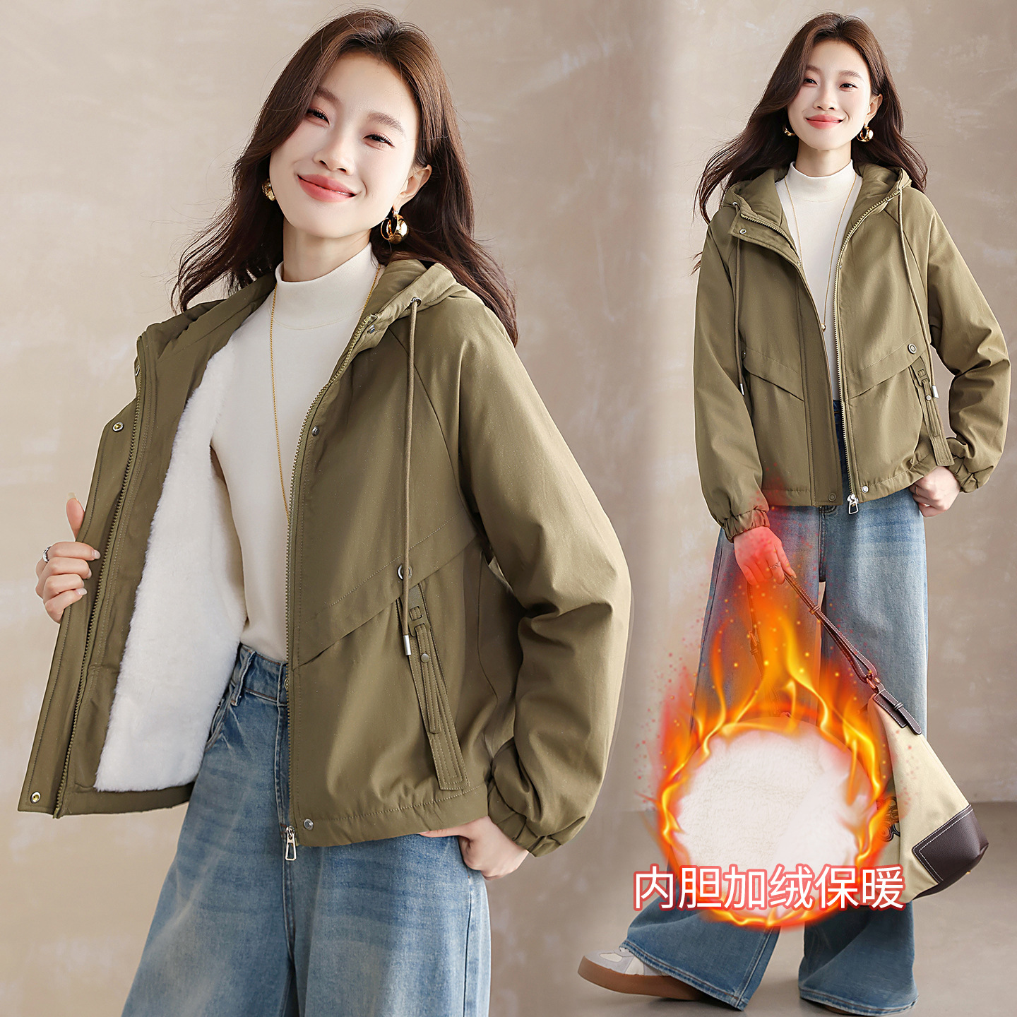 2025冬装新款女装新款加绒加厚棉衣棉服