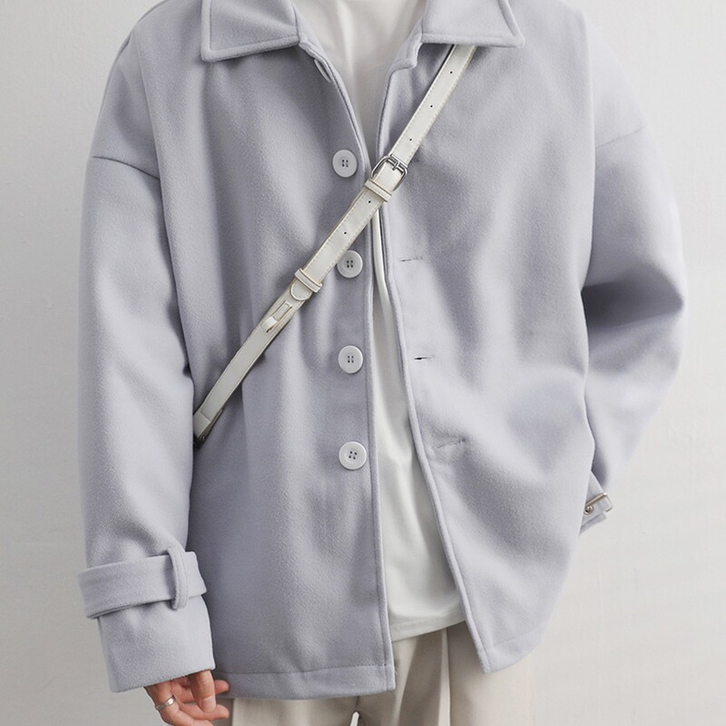 Autumn and Winter Woolen Coat Men's Hong Kong-style Loose Tooling Jacket Handsome Casual Korean Style Trendy Light Luxury Jacket Top