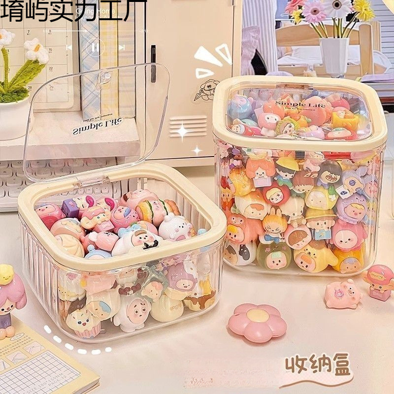 Cute Transparent Large-Capacity Mini Food Toy Figurine Blind Box Small Ornaments Acrylic Storage Box Organizer