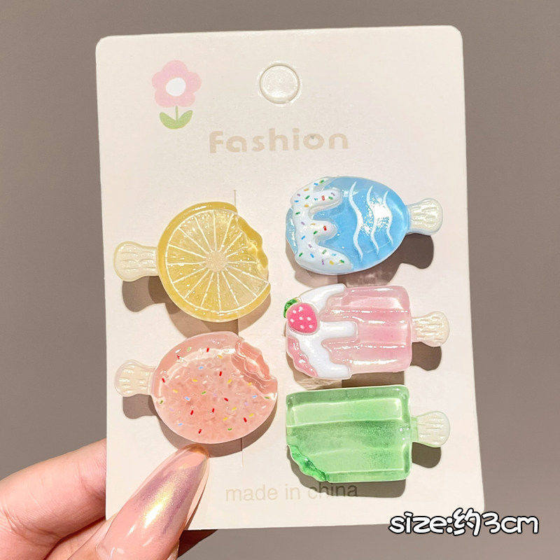4# lemon ice cream hair clip - 3cm