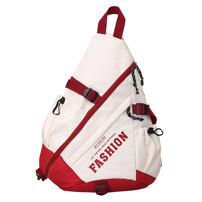 Nuevo estilo coreano de contraste de color bolso de pecho de mujer letras extranjeras de gran capacidad mochila deportiva de ocio mochila de bicicleta