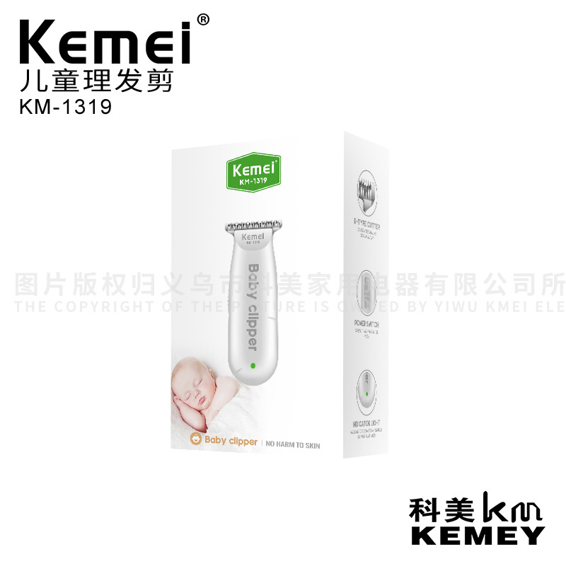 Cortadora de pelo eléctrica Kemei, mini cortadora de pelo portátil para el hogar, cortadora de pelo silenciosa para bebés KM-1319