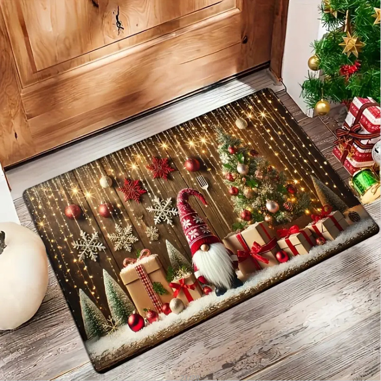 Amazon transfronterizo puerta de entrada alfombra de suelo de lana de cristal de Navidad alfombra de suelo de lana de cristal americana fácil de cuidar alfombra de pies resistente al desgaste