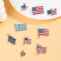 Yiwu аксессуары ювелирные изделия DIY трансграничная Внешняя торговля горячий американский флаг пятиконечная звезда серьги ожерелье кулон аксессуары