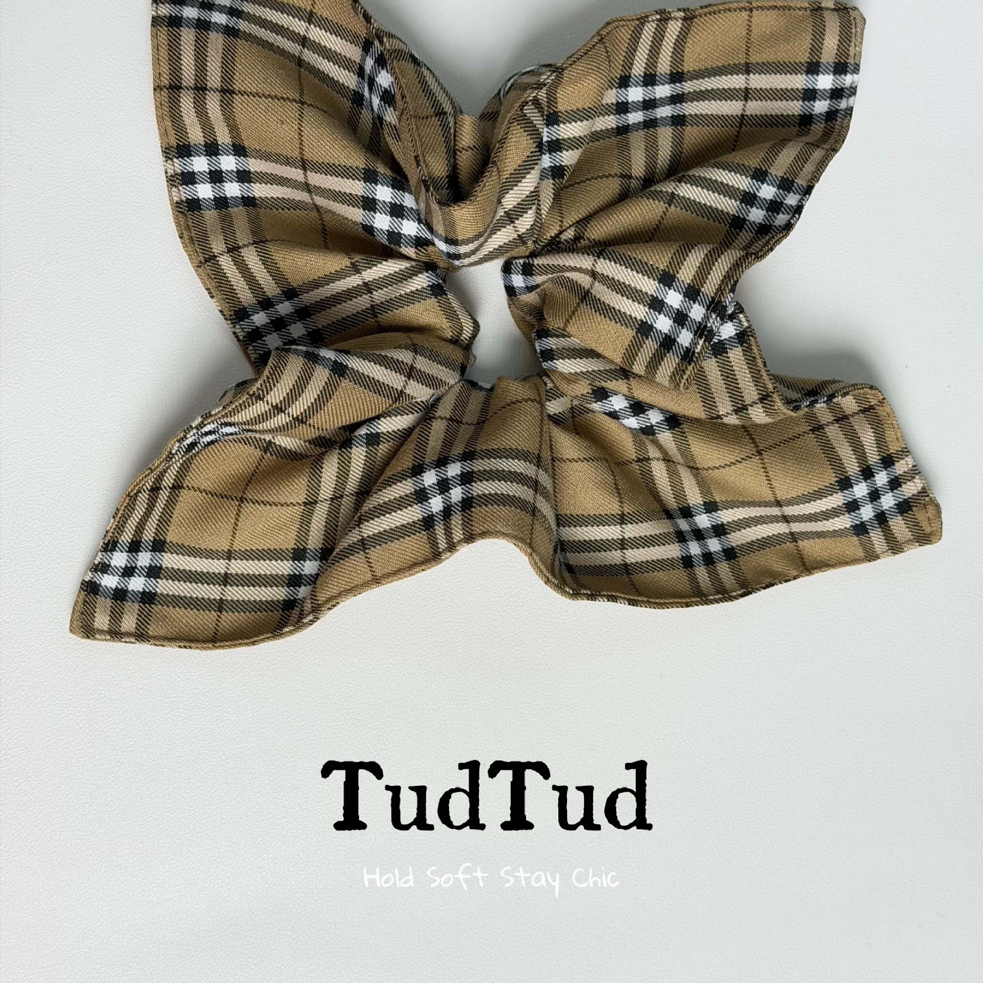 Tudtud Brown Plaid Scarf Hair Tie! Low-Saturation, High-End Hair Accessories for Everyday Hairstyles