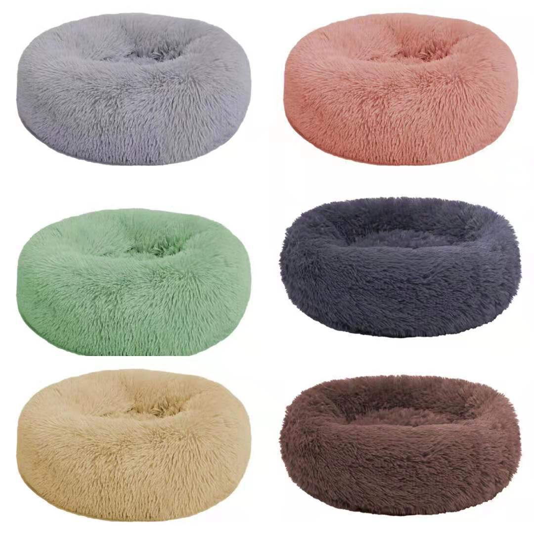 Pelada para gatos de venta caliente transfronteriza, caseta para perros, caseta redonda de felpa, alfombra para perros cálida de invierno, cama para perros, suministros para mascotas