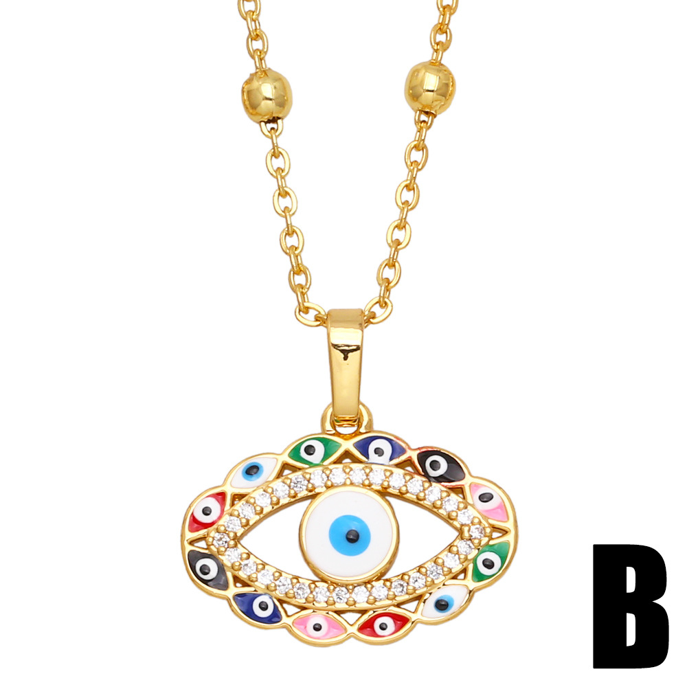 Fashion Devilu0027S Eye Copper Pendant Necklace Enamel Inlay Zircon Copper Necklaces