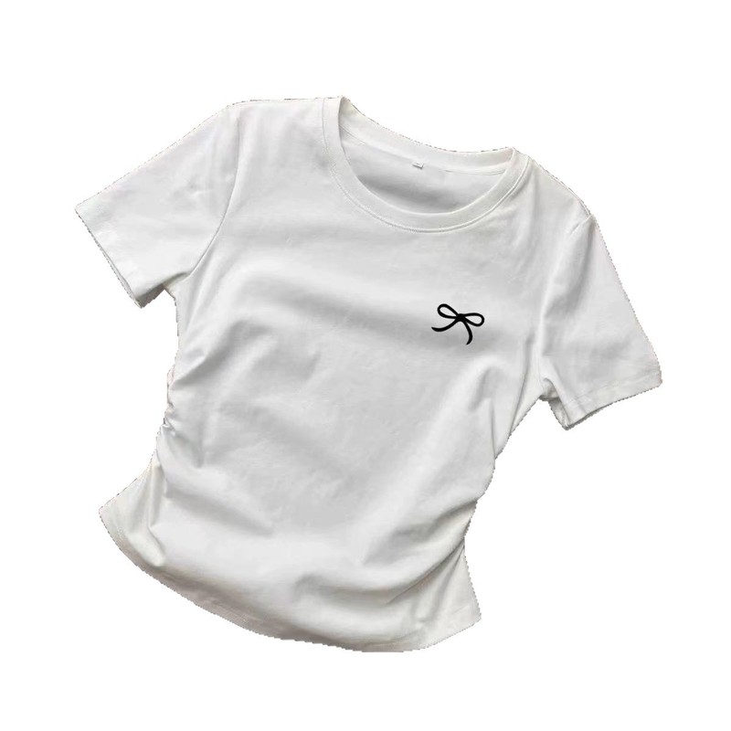 ガールズ Tシャツ ウエストピュア セクシー 半袖 トップス 2025年夏新作 中大型 子供用 インスタイル 万能プリーツ トレンド|undefined