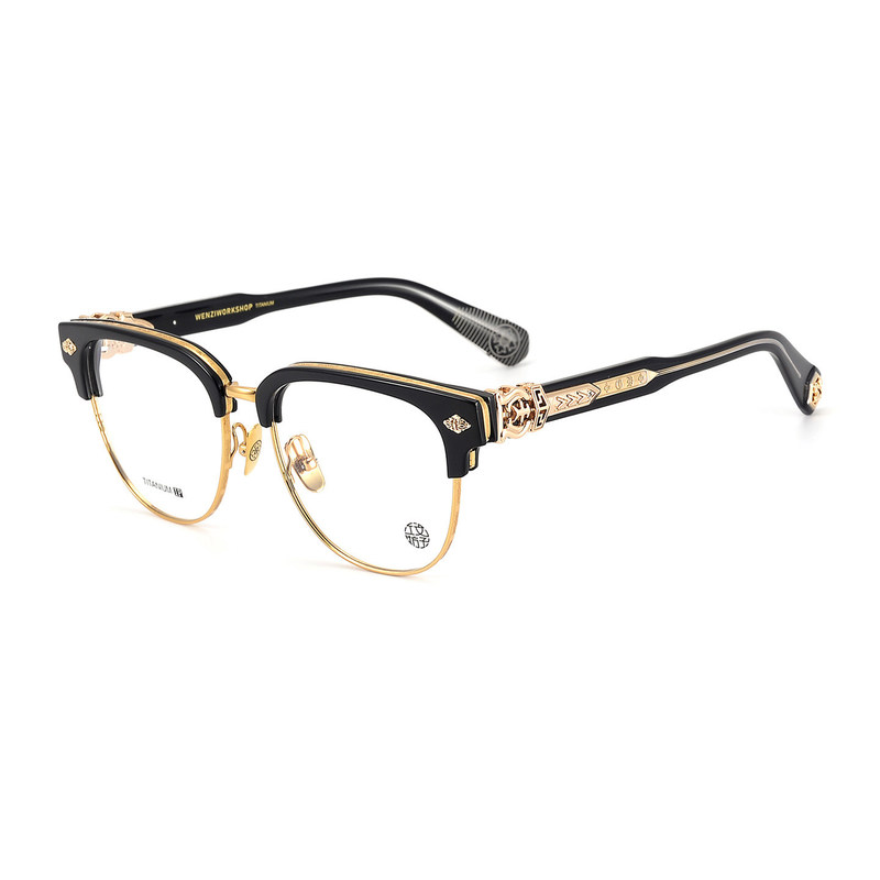 New vintage business half-frame eyebrow glasses with sword decoration, unisex, trendy and versatile, 155 for large faces with nearsighted lenses
