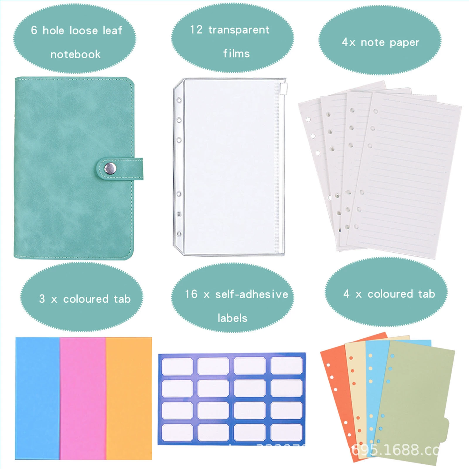 Planner Binder Notebook, PU Cover, Tear-Off Budget Sheets 27 pcs, A5-Style Organizer