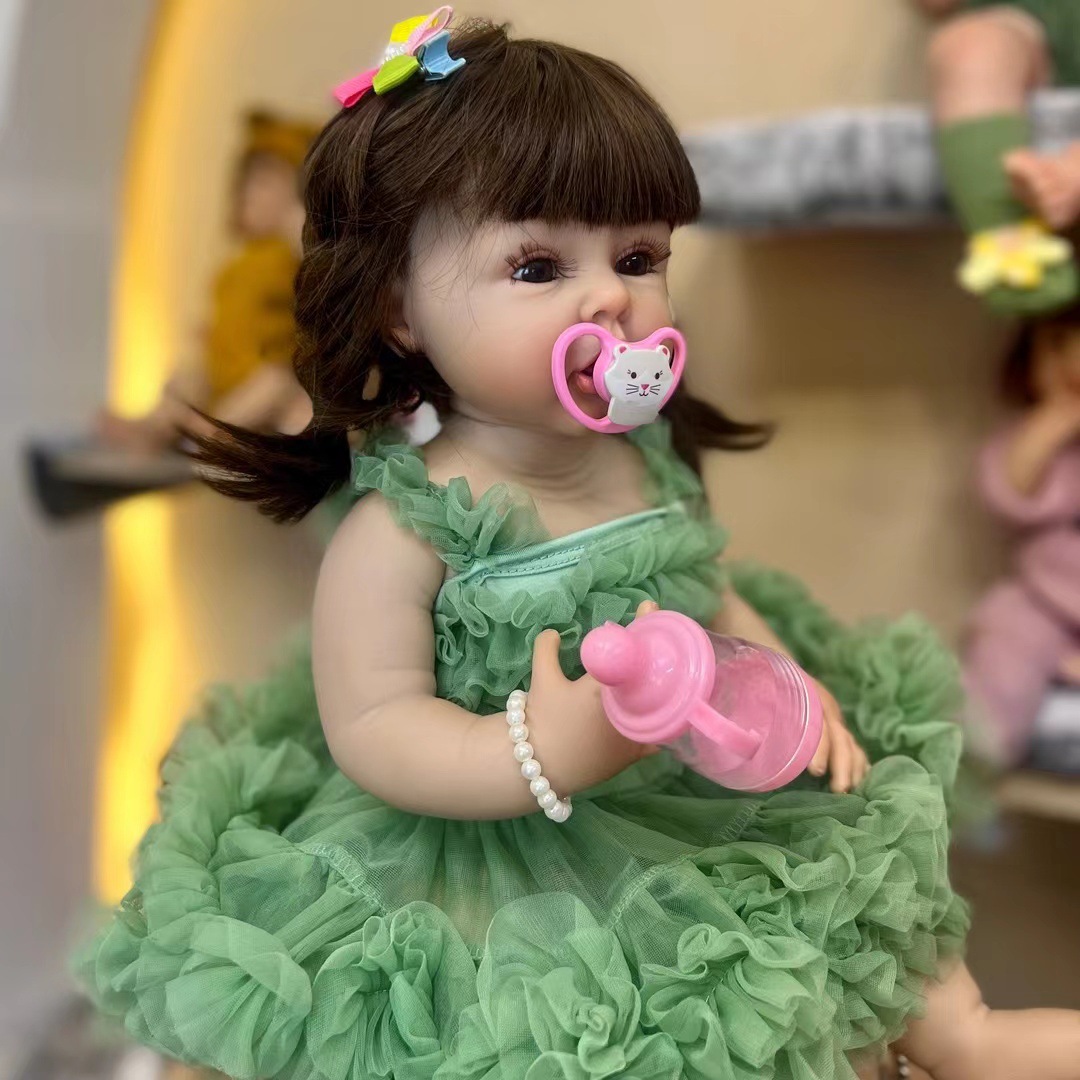 Npk55cm pegamento completo puede comer los dedos verde pettiskirt pegamento completo simulación muñeca contra la pared puede soportar transfronteriza