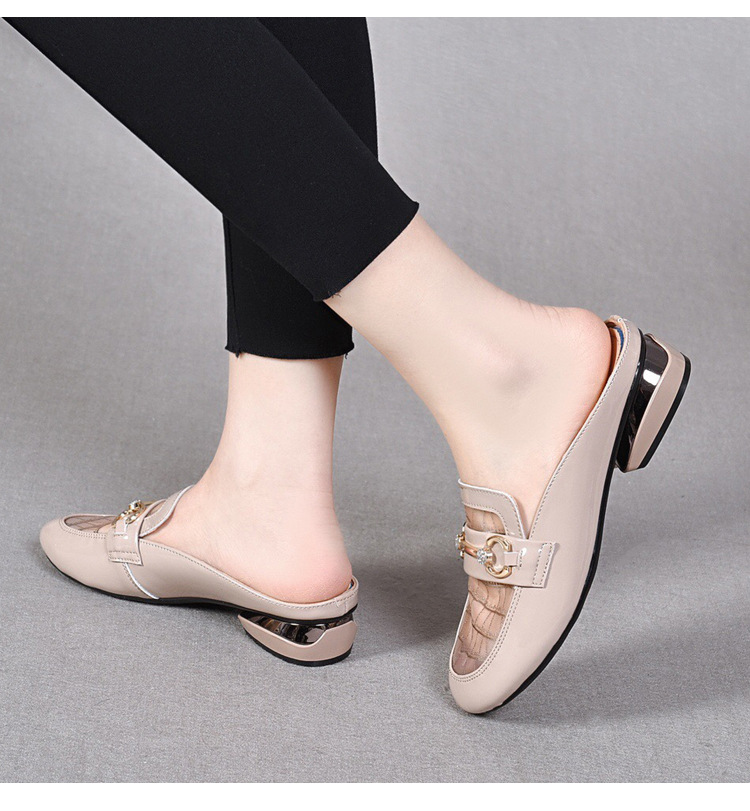 Giày lười nữ bít mũi lưới phong cách Anh đế bệt — Màu đen chi tiết 17