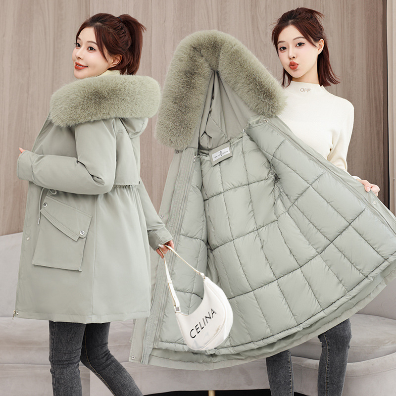 2025 nuevo estilo de superado para mujeres se puede desmontar el revestimiento de una prenda de tres vestir abrigo de invierno cuello de lana de algodón medio largo superado