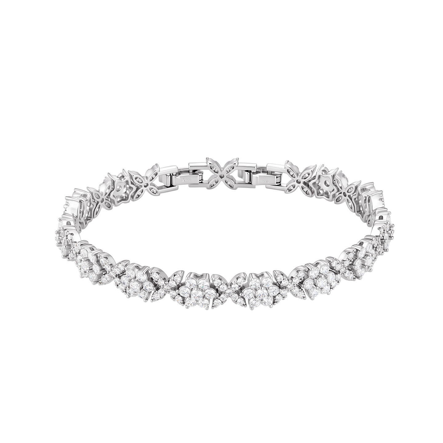 Pulsera de Gemas Sintéticas para Mujer de Aleación de Cobre, Galvanizada, Diseño de Flores, para Fiestas