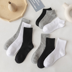 White socks for women spring and summer new mid-calf socks ins trendy white long socks cotton socks black socks men's sports socks