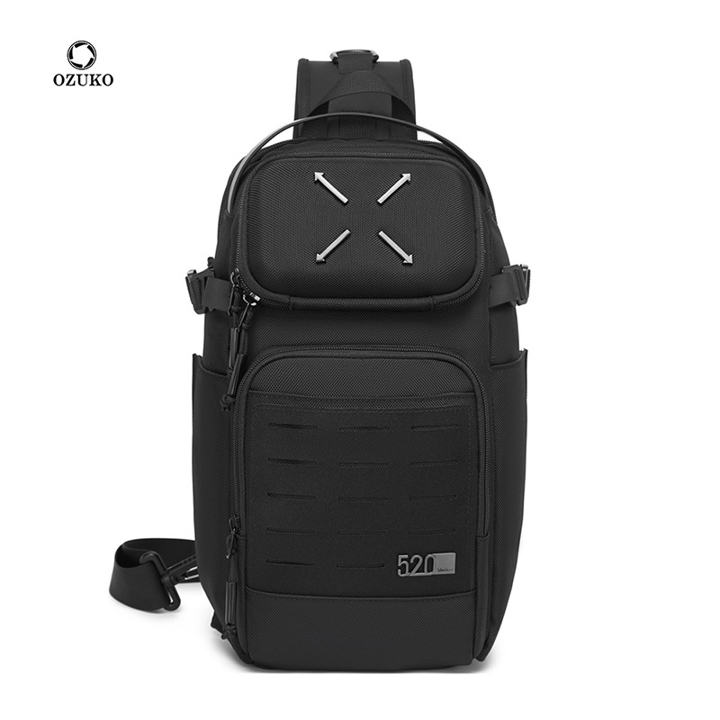 Ozuko Men's Chest Bag Crossbody Bag High-End Waterproof Large Capacity Trendy Brand Men's Shoulder Bag Commuter Portable Bag