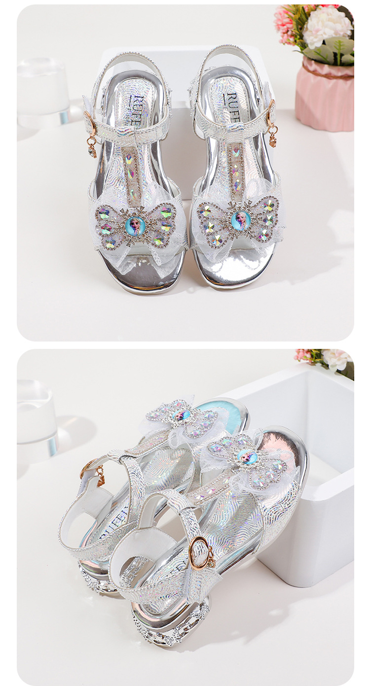 Sandali da principessa per bambine, alla moda, con strass, per studenti, da ballo, sandali con fiocco per ragazze_voghion.com