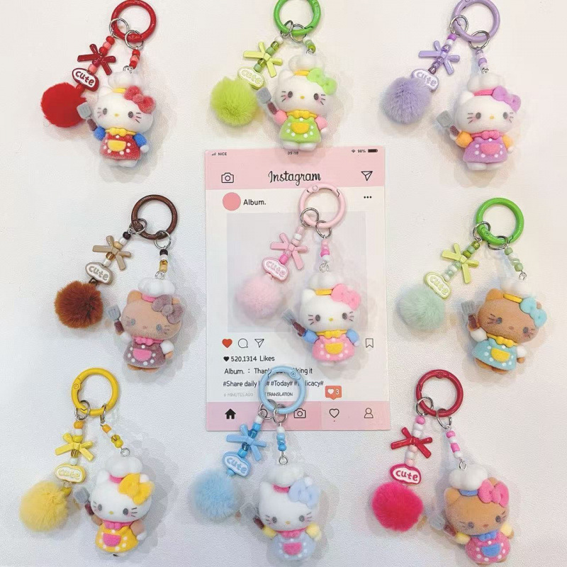Chef Kt cute cartoon pendant, adorable keychain, figurine decoration, creative phone strap, bag accessory, gift