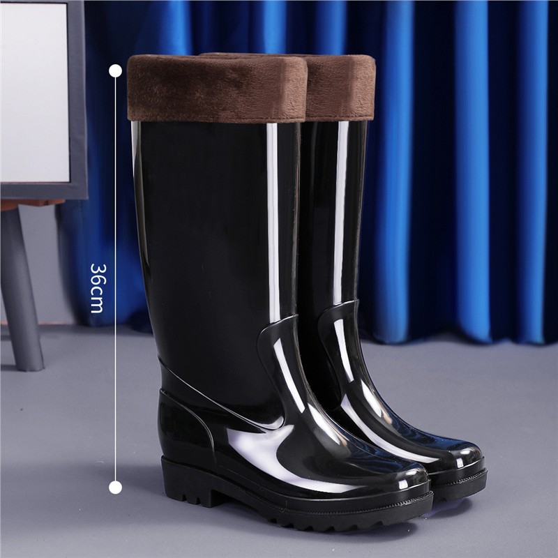 Comercio exterior de alto tubo de protección laboral para hombres zapatos de lluvia gruesos zapatos de lluvia impermeables al aire libre anti-deslizante extra alto calentamiento de lana zapatos de agua