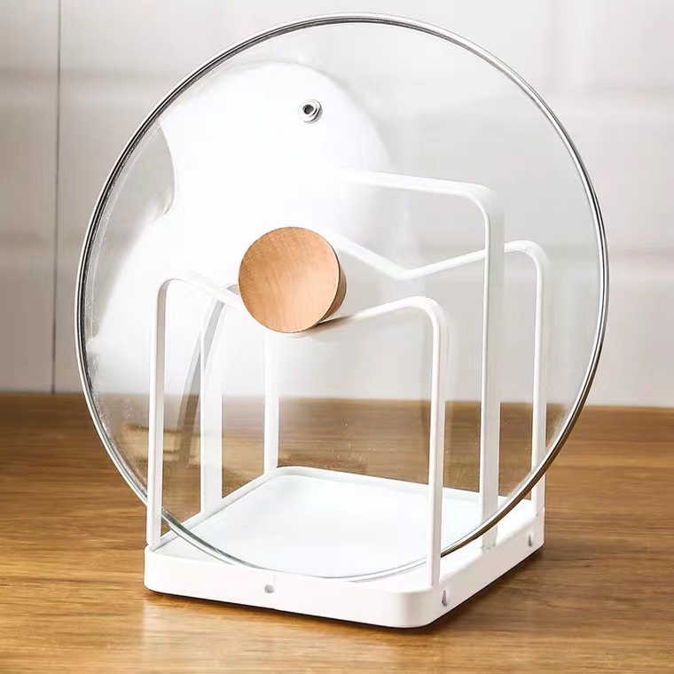Japanese-style iron kitchen pot lid holder, sitting countertop board holder, surface placed pot lid and cutting board rack, storage