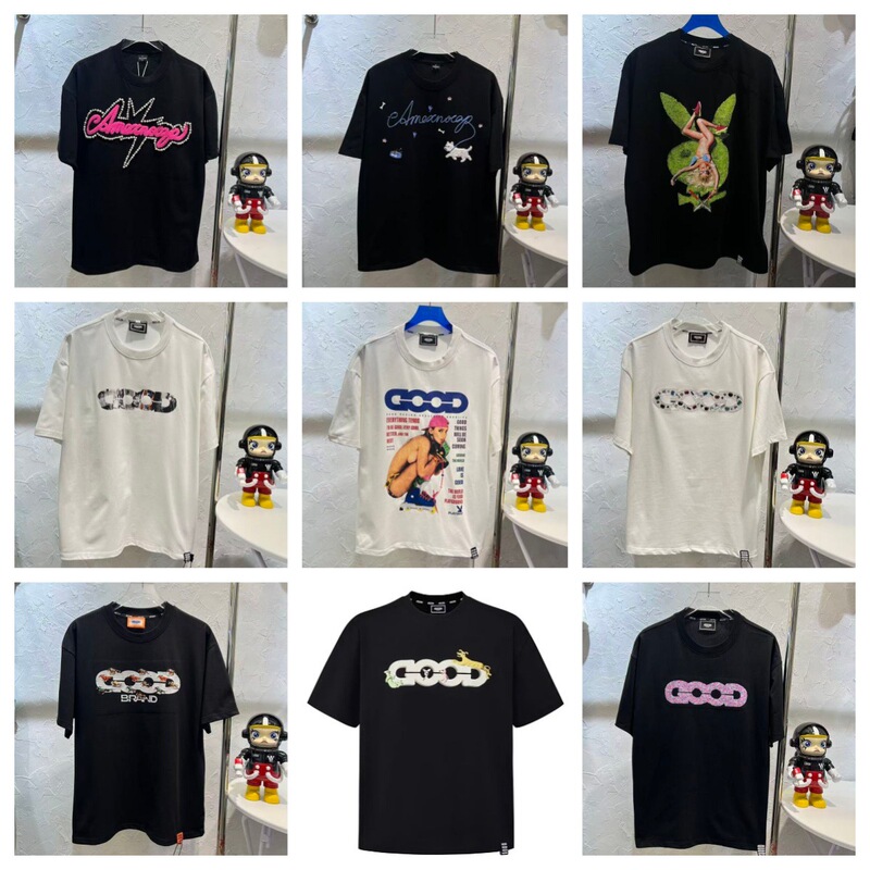 26 New Versions of Goodbarnd Cross-Border American-Style Trendy Brand Cake Foam Embroidery Rhinestone Short-Sleeve T-Shirt Collection 26 New Versions of Goodbarnd Cross-Border American-Style Trendy Brand Cake Foam Embroidery Rhinestone Short-Sleeve T-Shirt Collection