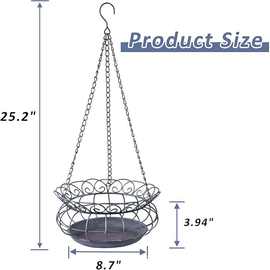 跨境铁艺金属悬挂花盆植物挂篮装饰花盆架适用于室外室内花园露台