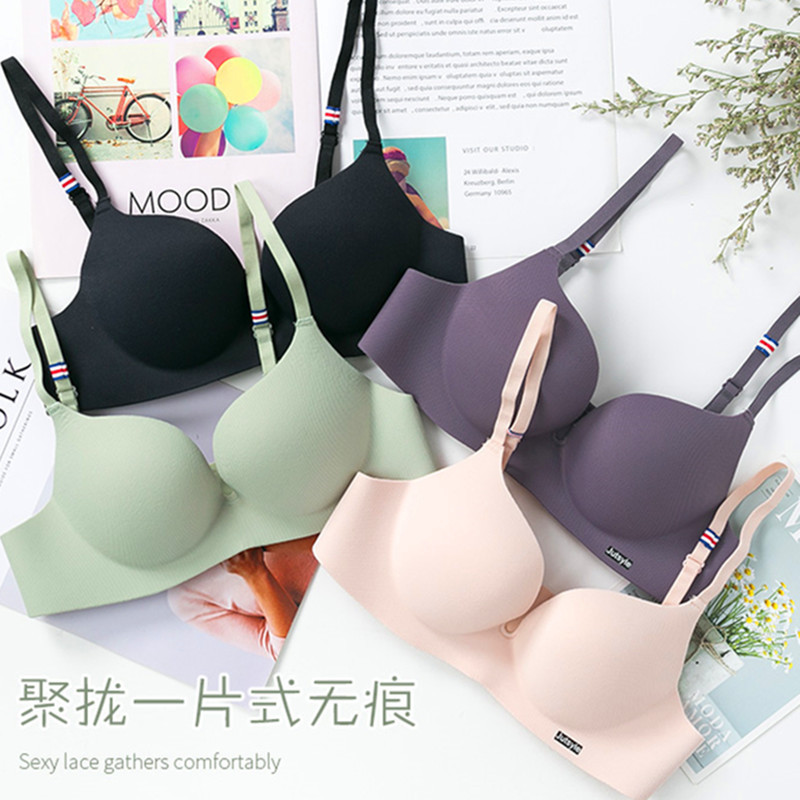 일체형 노라인 브라, 푸쉬업 브라, 두꺼운 컵, 노와이어, 소녀용 조절형 브라, 가슴을 더 크게 보이게 합니다.