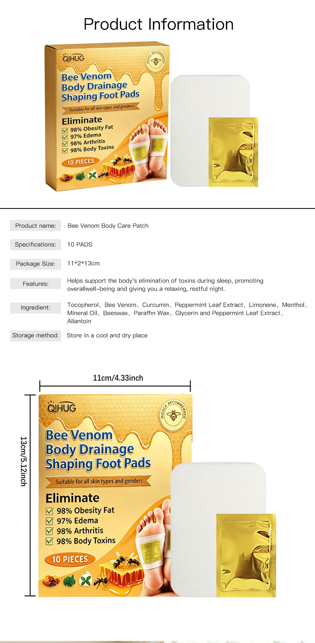 Honey Foot Patches with Wu Zhu Yu and Fu Ling 30 Pieces Herbal Foot Care in use