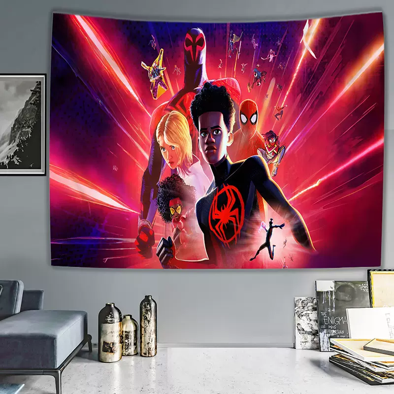 新款定制漫威蜘蛛侠背景布客厅背景布宿舍床头墙挂布海报网红挂布