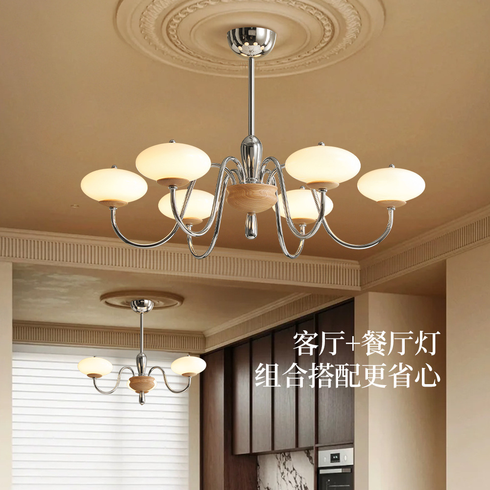 Araña retro francesa de estilo medio, lámpara principal de dormitorio y sala de estar, nueva lámpara de comedor de sala de estudio simple y de alta gama de estilo chino americano