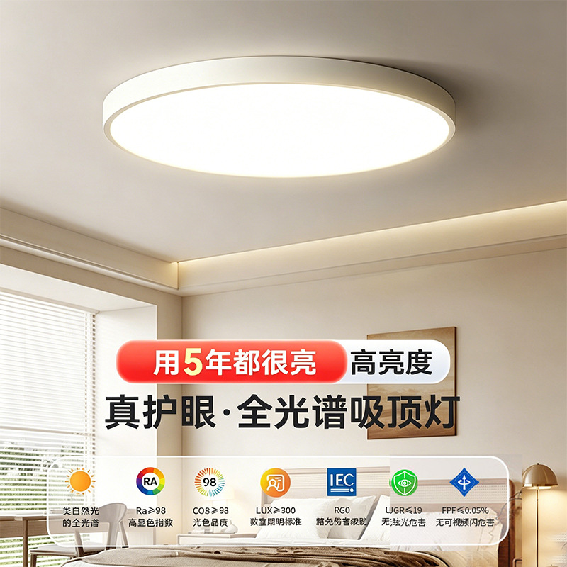 Lámpara de techo LED de espectro completo simple 80cm gran luz redonda de sala de estar luminosa habitación luminosa lámpara principal de dormitorio luminaria grande