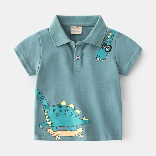 Lapel not hooded new summer style boy's handsome T-sleeve Korean style trendy bottoming shirt POLO shirt for children and babies