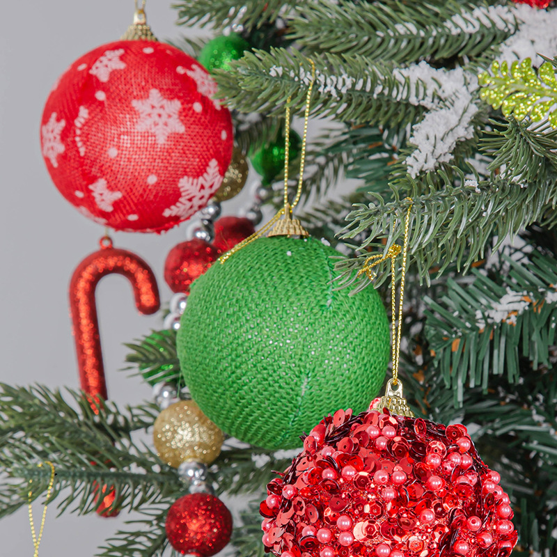 Decoración de Navidad suministros Plaid árbol de Navidad colgante tela de espuma traje de bola de Navidad 8cm en stock al por mayor