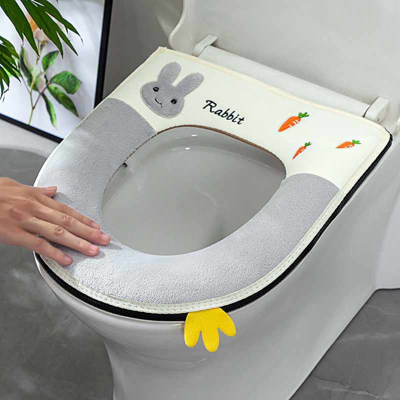 Ayudante del hogar cojín del asiento del inodoro al por mayor cubierta del anillo del inodoro hogar invierno engrosada impermeable cuatro estaciones universal cremallera