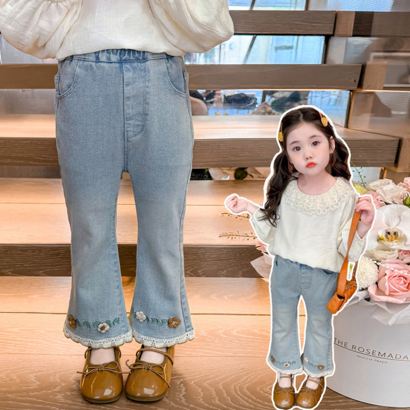 女童喇叭裤春秋款2025新款儿童秋季牛仔裤小童阔腿裤洋气时髦裤子|undefined