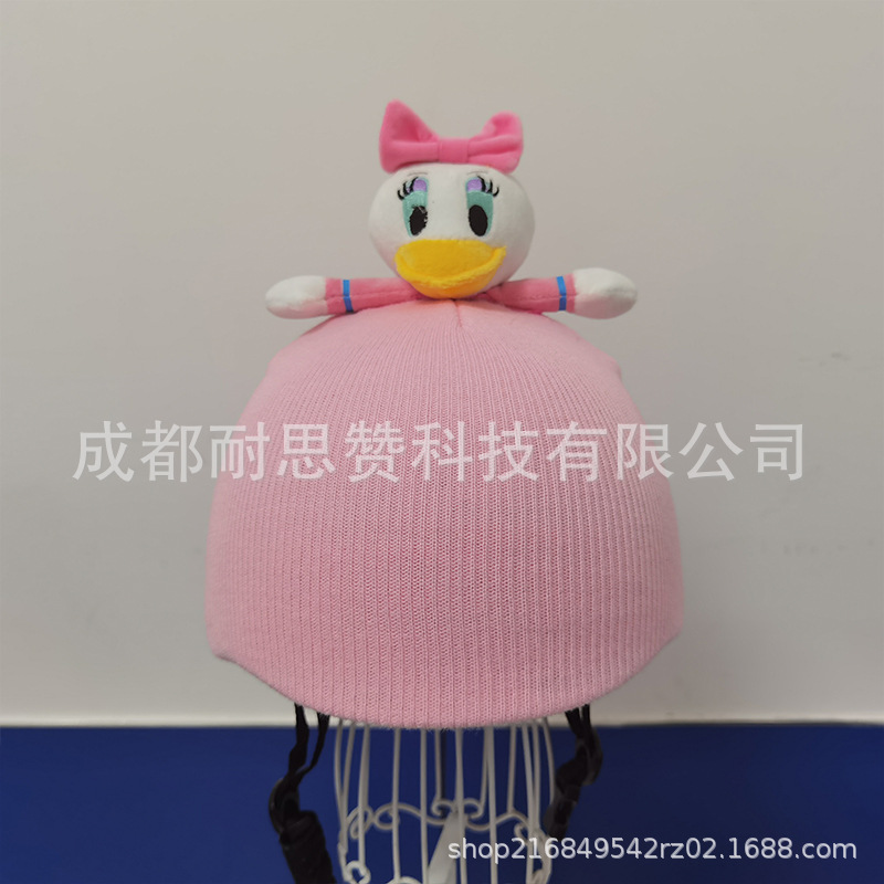 Cubierta de casco de esquí de dibujos animados lindo personalidad cálida placa única cubierta de casco de doble placa bicicleta muñeca cubierta decorativa a prueba de viento