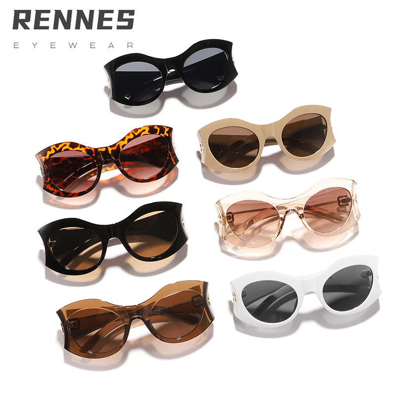 Nuevas letras transfronterizas B personalidad marco grande tendencia redonda gafas de sol de moda ins mismo estilo street hip-hop